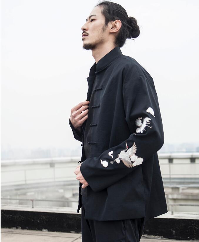 民族復(fù)古家佳樂文學(xué)仙鶴祥云繡花盤扣唐裝