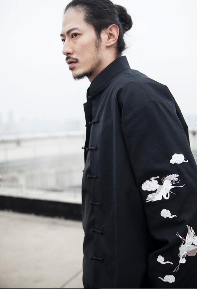 民族復(fù)古家佳樂文學(xué)仙鶴祥云繡花盤扣唐裝