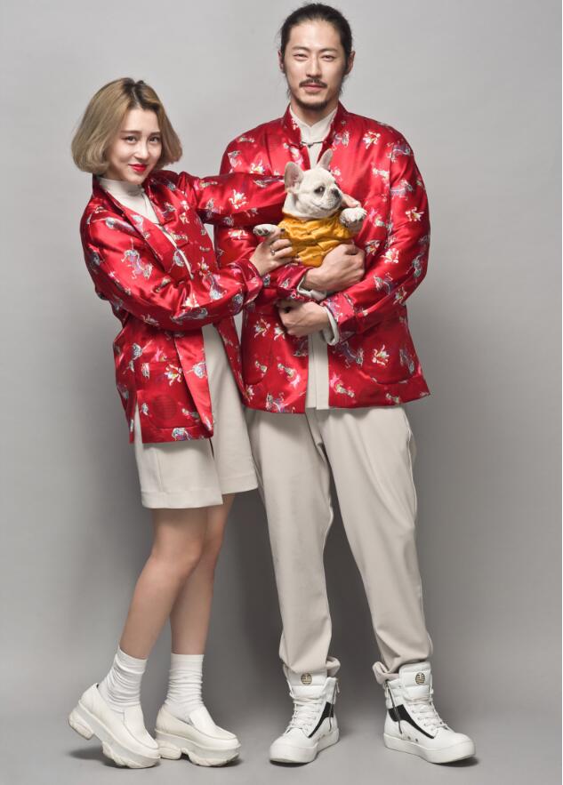 家佳樂文學(xué)麒麟印花盤扣唐裝圖片