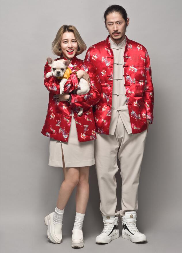 家佳樂文學(xué)麒麟印花盤扣唐裝圖片