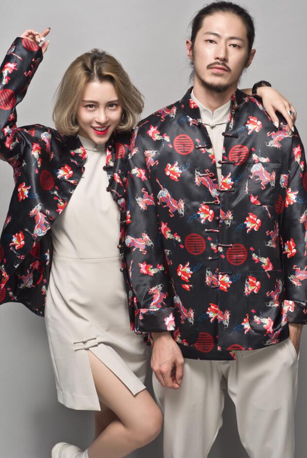 家佳樂文學(xué)麒麟印花盤扣唐裝圖片