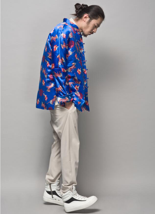 家佳樂文學(xué)麒麟印花盤扣唐裝圖片