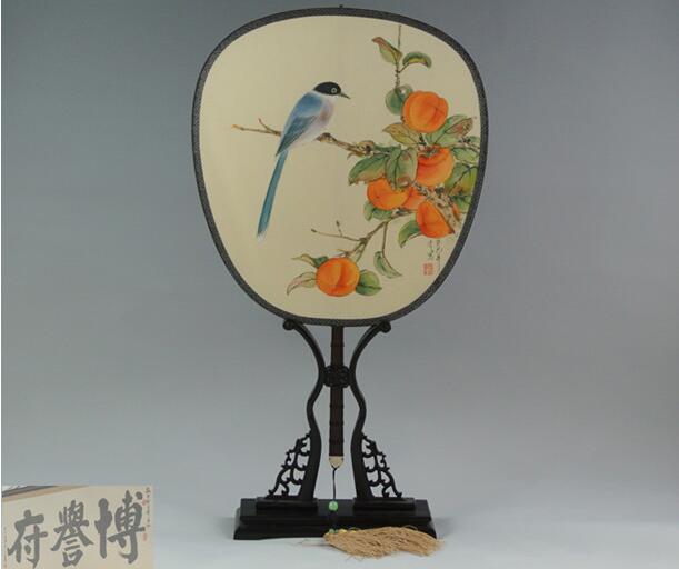 真絲雙面工筆手繪團(tuán)扇