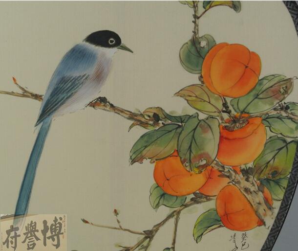 真絲雙面工筆手繪團(tuán)扇