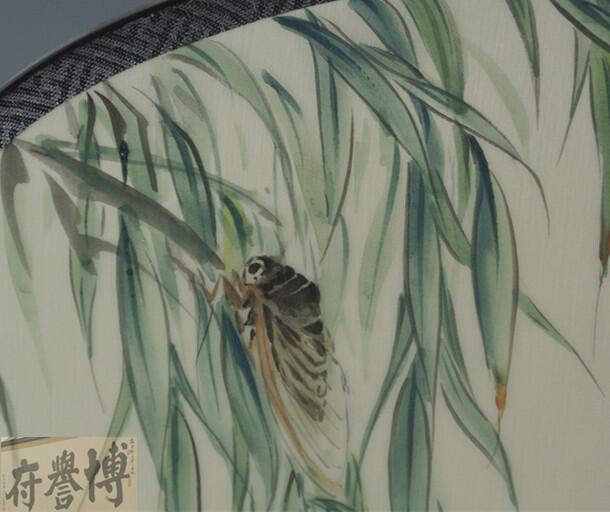 真絲雙面工筆手繪團(tuán)扇