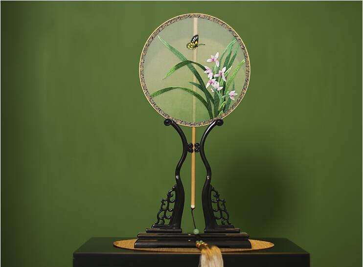 家佳樂文學手工刺繡真絲團扇