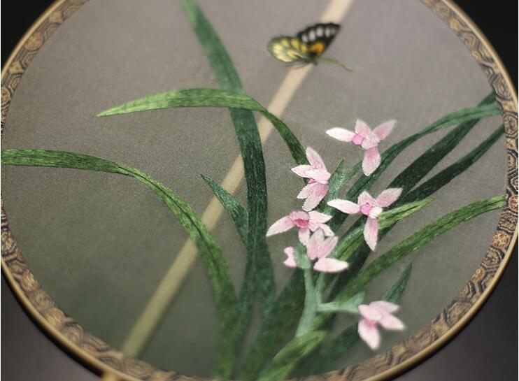 家佳樂文學手工刺繡真絲團扇