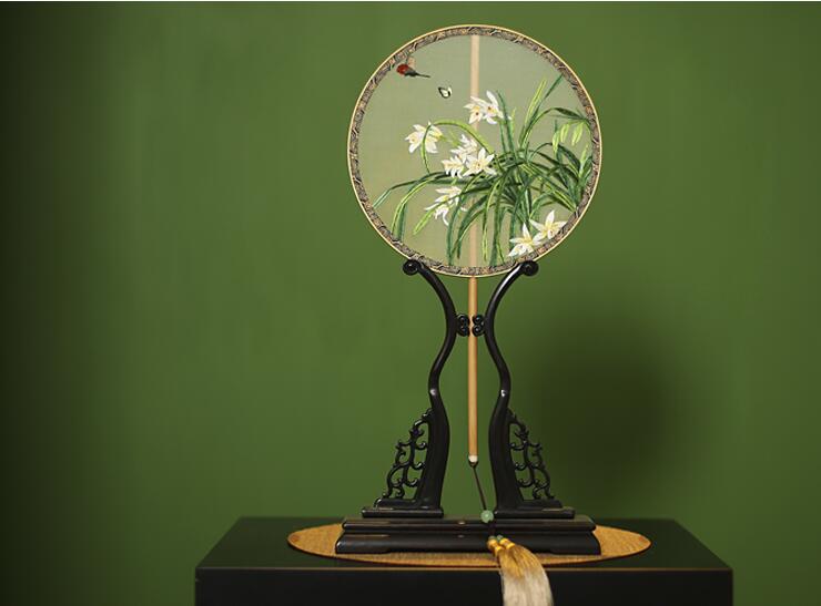 家佳樂文學(xué)刺繡真絲宮扇