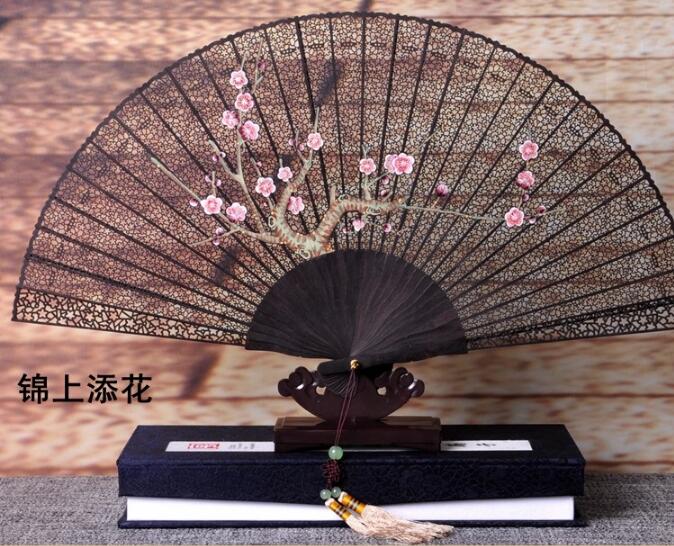 家佳樂(lè)文學(xué)烏木扇雕刻拉花折扇