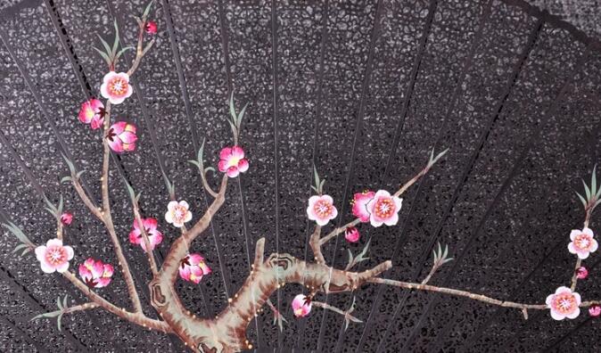 家佳樂(lè)文學(xué)烏木扇雕刻拉花折扇