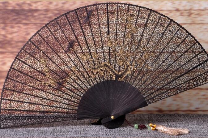 家佳樂(lè)文學(xué)烏木扇雕刻拉花折扇