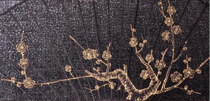 家佳樂(lè)文學(xué)烏木扇雕刻拉花折扇