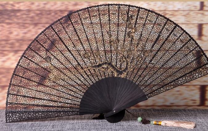 家佳樂(lè)文學(xué)烏木扇雕刻拉花折扇