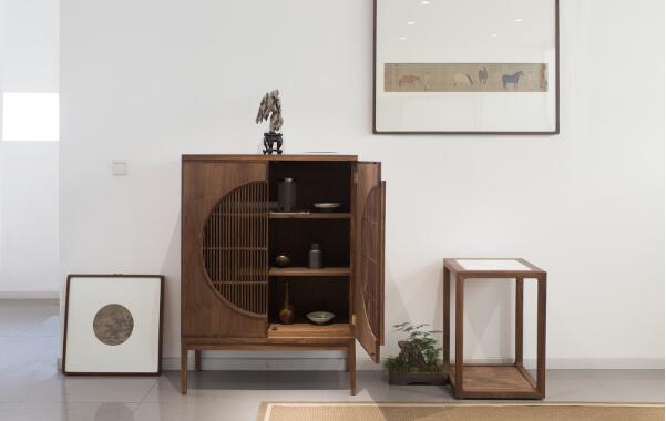 黑胡桃家具璞木禪意中式柜子。