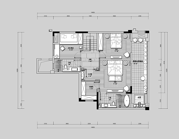 新中式會舍裝修設(shè)計樣板圖