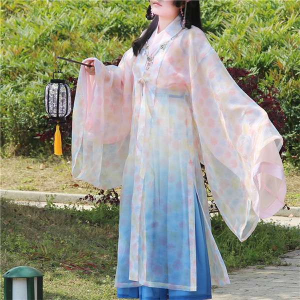 魏晉風(fēng)廣袖大袖衫交領(lǐng)齊腰襦裙