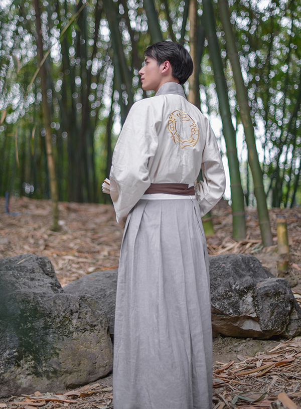 漢服繡花交領(lǐng)襦裙男子齊腰襦裙
