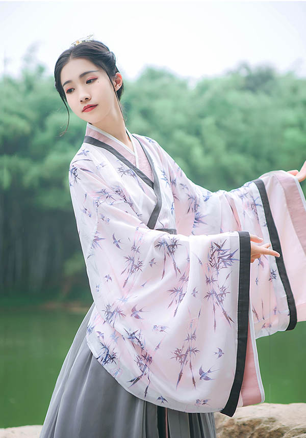 傳統(tǒng)漢服魏晉風淺交領大袖襦裙