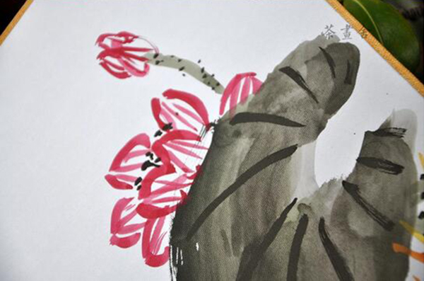 漢文化漢服配飾國(guó)畫荷花絹面團(tuán)扇