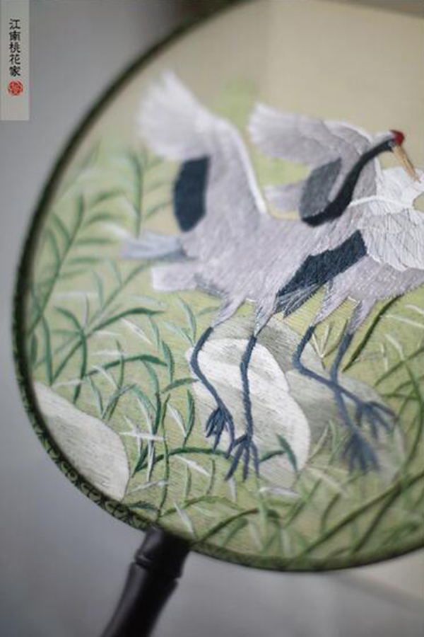 雙面繡花團扇 蘇繡宮扇