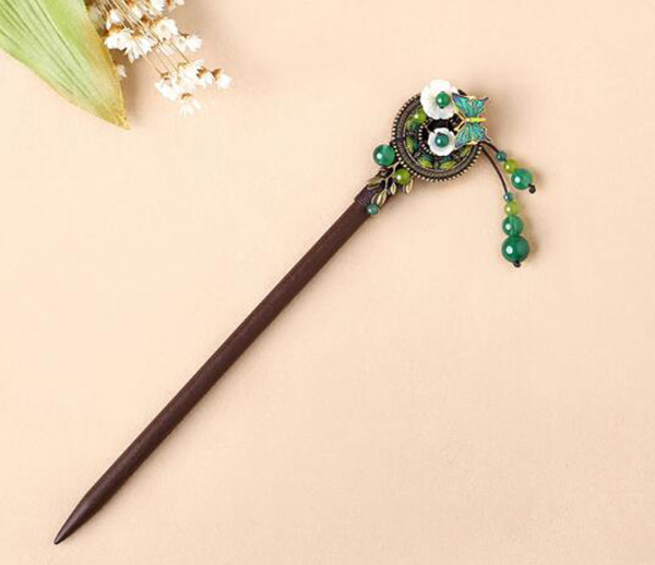 中式頭飾發(fā)簪 宮廷瑪瑙流蘇盤(pán)發(fā)簪子步搖