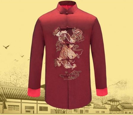 時尚家佳樂文學(xué)喜慶繡龍男士唐裝