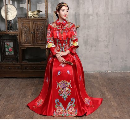 花開并蒂新娘禮服，氣質(zhì)中式禮服