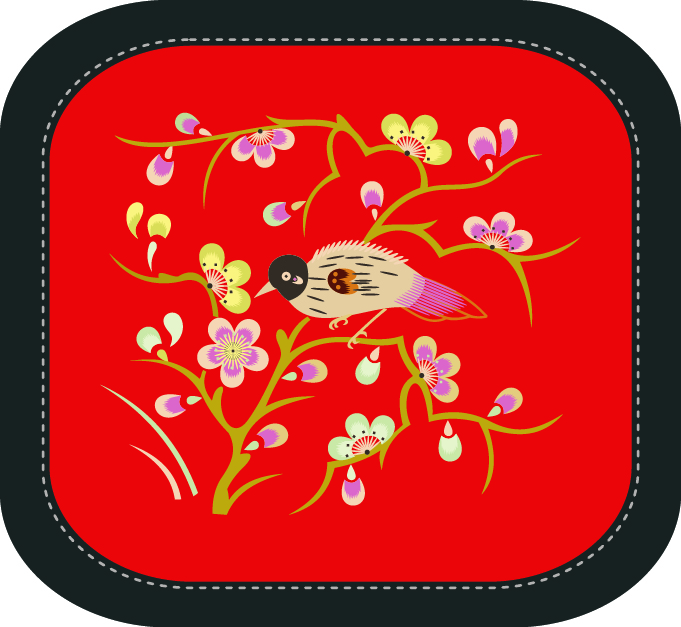 中國(guó)傳統(tǒng)刺繡圖案喜上枝頭系列一，矢量素材