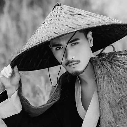 霸氣帶斗笠男生頭像，唯美古風真人頭像