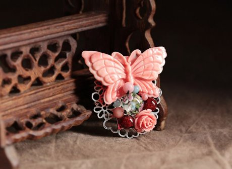 蝶舞家佳樂(lè)文學(xué)古典胸針，古風(fēng)毛衣胸花