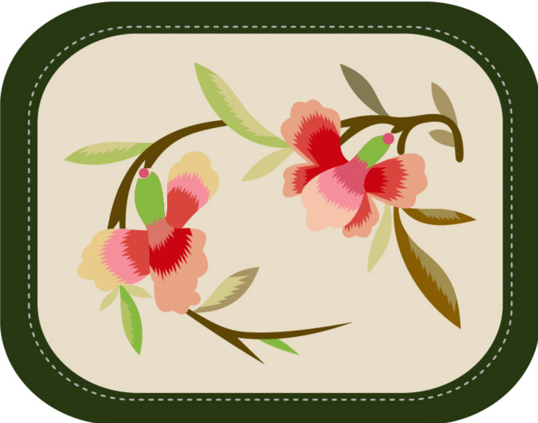 中國(guó)傳統(tǒng)刺繡圖案花卉系列六，矢量素材