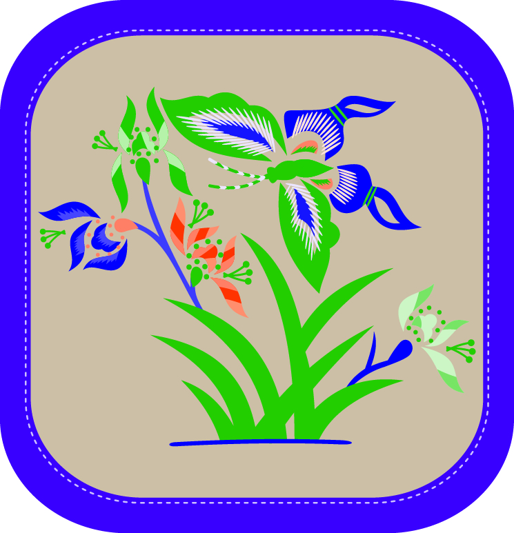 中國(guó)傳統(tǒng)刺繡圖案蝴蝶花系列一，矢量素材