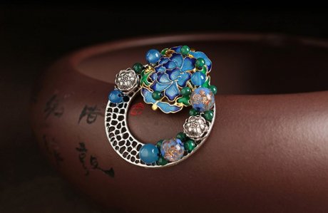 藍(lán)蓮花復(fù)古風(fēng)毛衣胸針，家佳樂文學(xué)胸花飾品