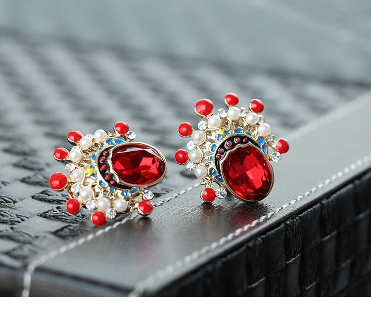 家佳樂文學(xué)京劇臉譜刀馬旦水晶耳環(huán)