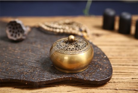 鏤空蝴蝶花紋純銅香爐，仿古沉香檀香熏香盤香