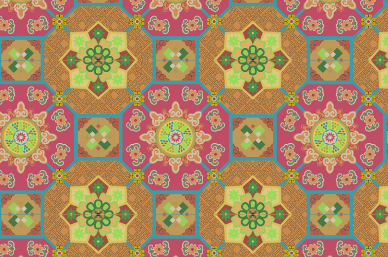 中國傳統(tǒng)織錦圖案1，矢量素材AI圖片