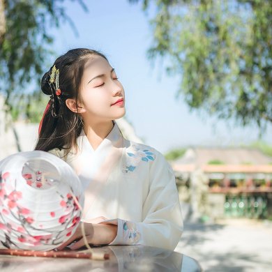 靈動(dòng)詩(shī)意繡花交領(lǐng)漢服，清新古典撞色漢服圖片