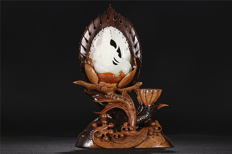 鳳拜觀音手玩件白玉把件，和田玉白玉籽料觀音