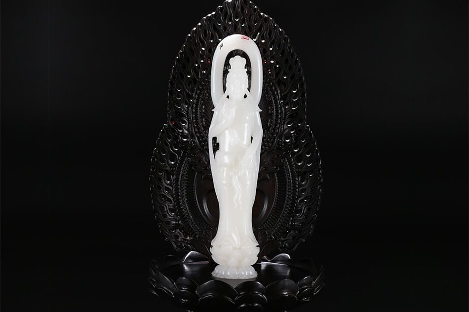 羊脂白玉觀音擺件，順心如意護佑平安