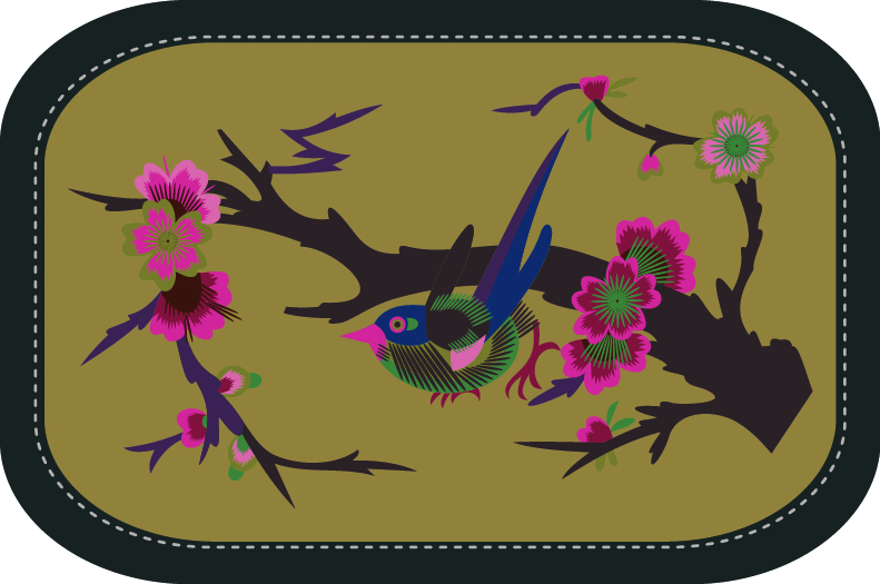 中國傳統(tǒng)刺繡圖案喜上梅梢系列二，矢量素材