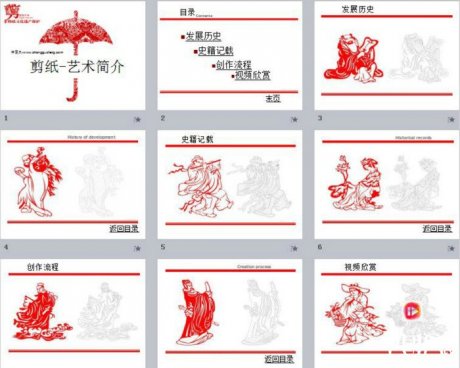 家佳樂文學(xué)剪紙藝術(shù)PPT模板