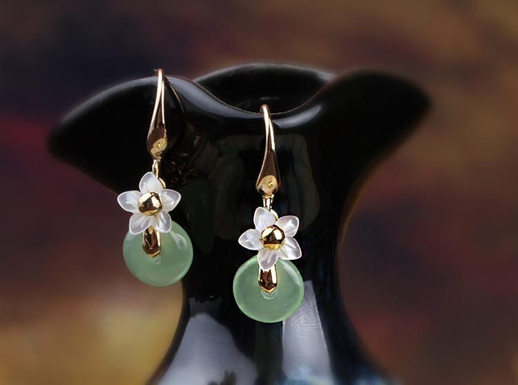 復古平安扣耳環(huán)小巧花朵小清新耳墜