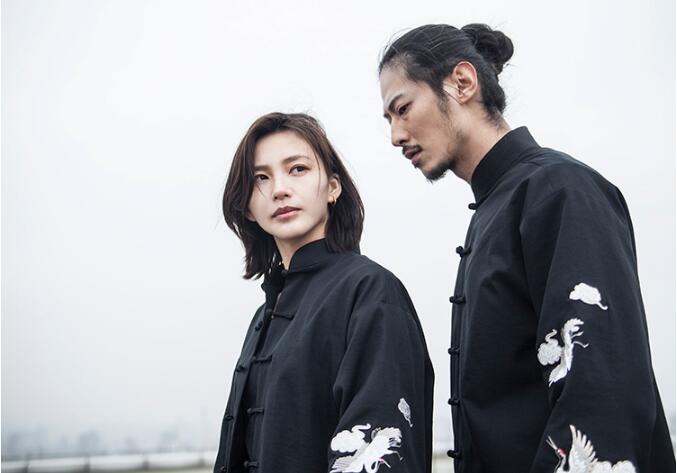 民族復(fù)古家佳樂文學(xué)仙鶴祥云繡花盤扣唐裝