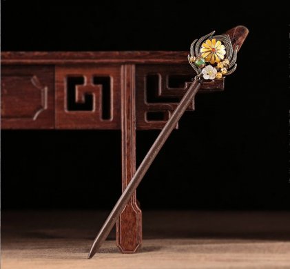 清新自然古風(fēng)發(fā)簪，明亮花朵簪子頭飾