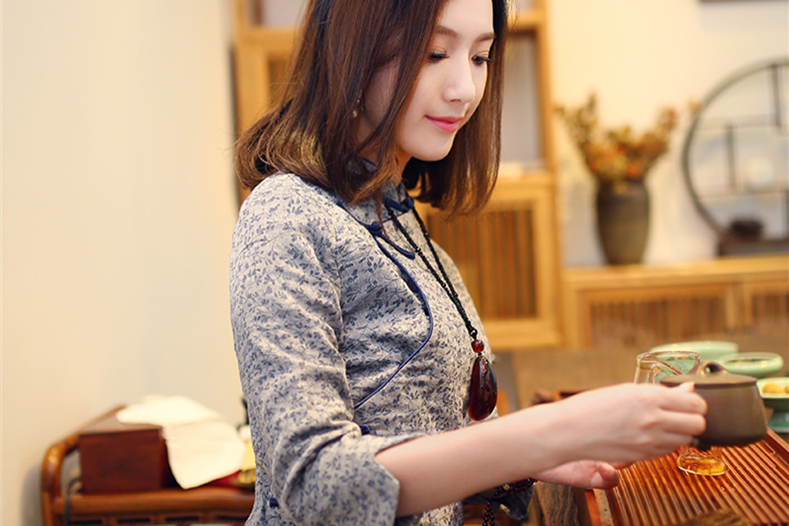 唐裝上衣女秋裝民國(guó)風(fēng)棉茶服長(zhǎng)袖