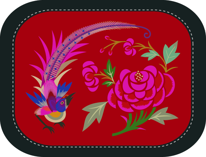 中國傳統(tǒng)刺繡圖案鳳凰系列四，矢量素材