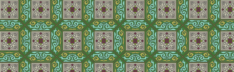 中國傳統(tǒng)織錦幾何圖案與配色，矢量素材AI圖片