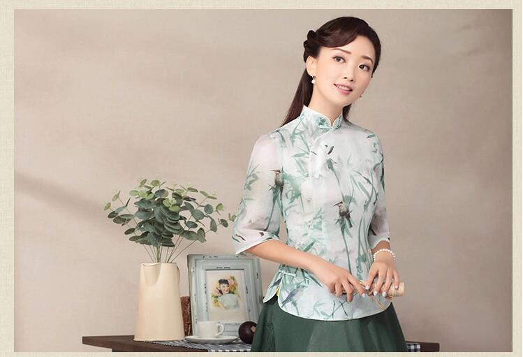 七分袖唐裝家佳樂(lè)文學(xué)上衣