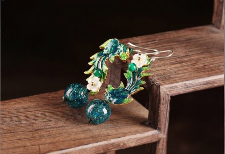 翠羽靈翩耳環(huán)，家佳樂文學(xué)琉璃景泰藍(lán)鳳凰首飾