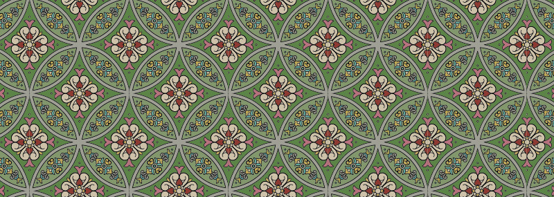 中國(guó)傳統(tǒng)百合花圓形圖案與配色，矢量素材AI圖片